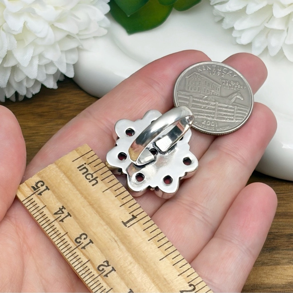 Red Coral Ring Size 9 Sterling Silver 925 Flower Cluster Vintage Southwest - Picture 7 of 10